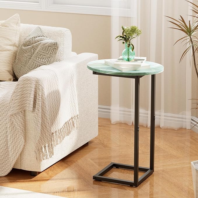 C Shaped End Side Table, Small Oval Couch Sofa Table - Image 5