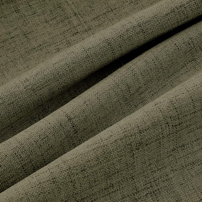 MIULEE 100% Blackout Linen Curtains 42 x 90 Inch Light Olive Green 2 Panels | - Image 9