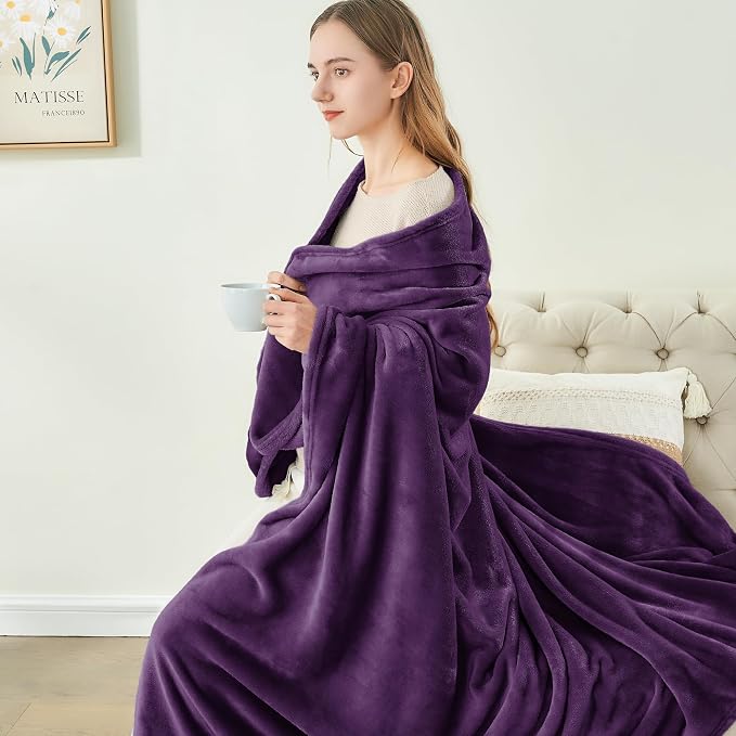 BEDELITE Fleece Blanket Soft Plush Twin Size Blanket Purple 60"x80" | Ultra - Image 4