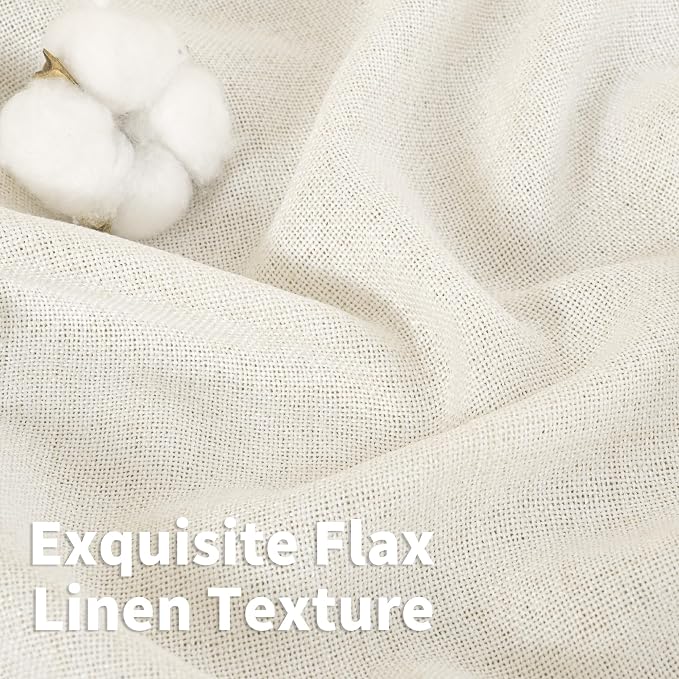 YoungsTex Ivory Linen Curtains 52X80 Inch Length 2 Panels - Image 4