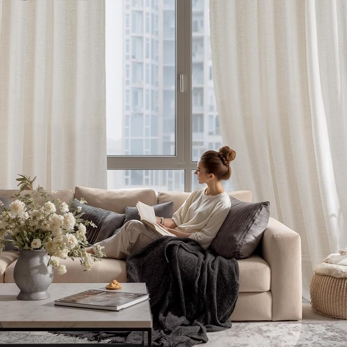RYB HOME Linen Semi Sheer Curtains - Image 6