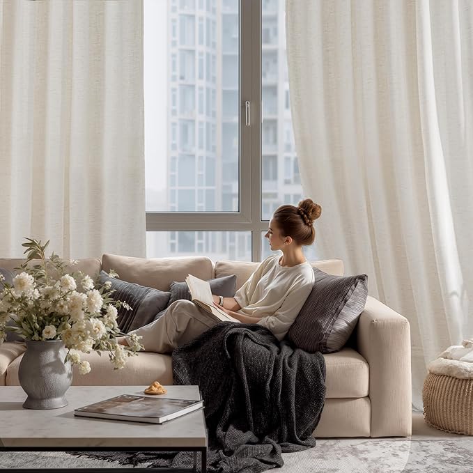 RYB HOME Linen Semi Sheer Curtains - Image 7