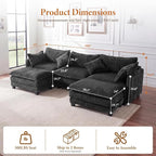 Vesgantti 109" U Shaped Cloud Sectional Sofa, Comfy Corduroy Upholstered - Image 2