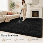 PLHXFR 6x9 Area Rugs Living Room: Fluffy Bedroom Rug Shag Carpet Black | - Image 8