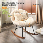 VINGLI 25.6" Extra Wide Criss Cross Nursery Rocking Chair, Cute Curved 115° - Image 2