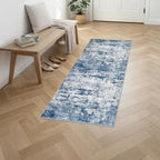 2x6 Washable Runner Rug：Modern Abstract Kitchen Soft Carpet Blue | - Image 3