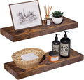 Rustic Brown Floating Shelves for Wall，24in Wall Mounted Display Ledge Shelves by INHABITUNION