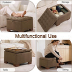 WUTUTUEE 24" Fabric Square Storage Ottoman - Image 6