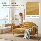 49" Small Loveseat Sofa for Small Spaces, Mid Century Modern Sofa, Linen - Image 4