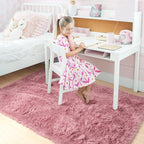 Amdrebio Blush Pink Shaggy Small Area Rug 3x5 - Image 3