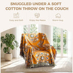 LUTBM Boho Throw Blanket for Bed 100% Cotton Soft Lightweight Quilt Floral - Image 4