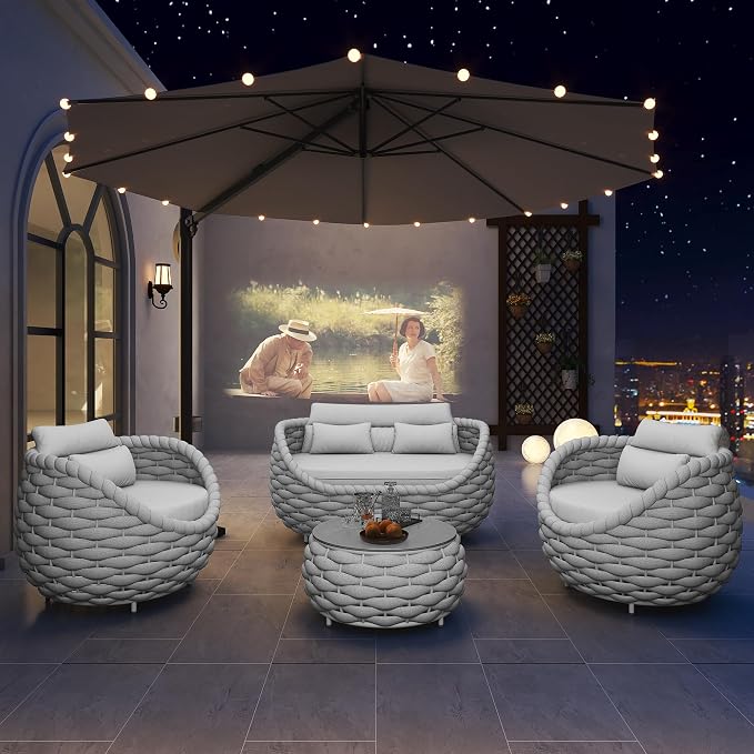 TWT Outdoor Patio Furniture Set-5 Pieces Aluminum Sectional Sofa, Metal Patio - Image 9