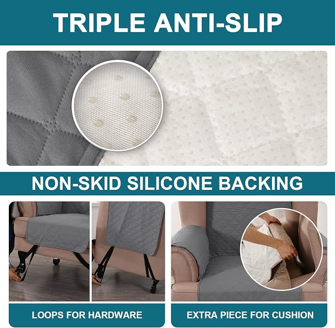 Turquoize 100% Waterproof Wing Chair Cover Wing Armchair Slipcovers Chair Couch - Image 4
