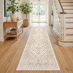 Kitchen Runner Rug Non Slip Washable Rugs 2.5x8, Cream/Beige | Soft Low Pile - Image 3