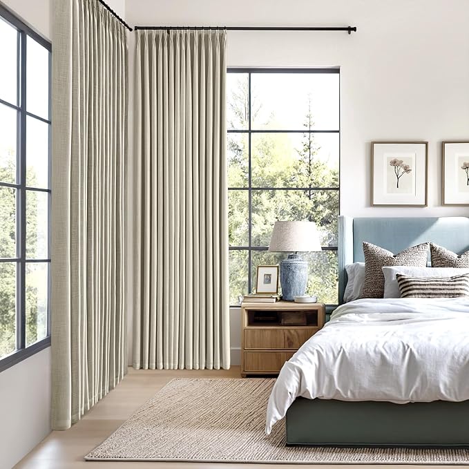 MIULEE Burlywood Birch Pinch Pleated 100% Blackout Curtains 40x90 Inches | Room - Image 2