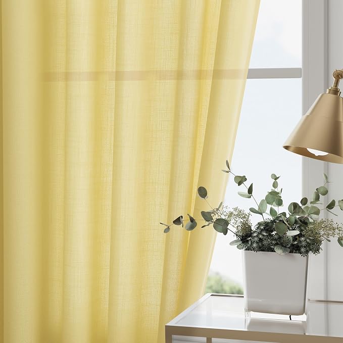 Yellow Linen Curtains 80 Inches Long - Image 2