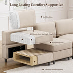 Belffin U Shaped Sectional Sofa Couch Convertible 6 Seater Corduroy Couch - Image 8
