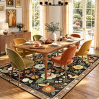 RELEANY Floral Washable 5x7 Area Rugs Black/Yellow | Flower Carpet Print Boho - Image 6