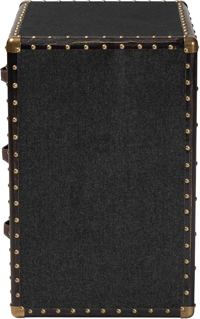 Baxton Studio Mallison Vintage Black Canvas 3-Drawer End Table - Image 6