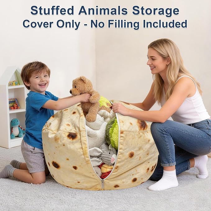 Lukeight Burrito Stuffed Animals Storage Bean Bag Chair Cover - Image 2