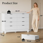 BORNOON 53" Tall Dresser for Bedroom, 8-Drawer Fluted Chest of Drawers - Image 2