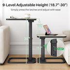 Driftwood Grey TV Tray Table, Adjustable Height & Rounded Metal Corners - Image 4