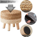Cpintltr Foot Stool Natural Seagrass Hand Weave Poufs Round Ottoman - Image 5