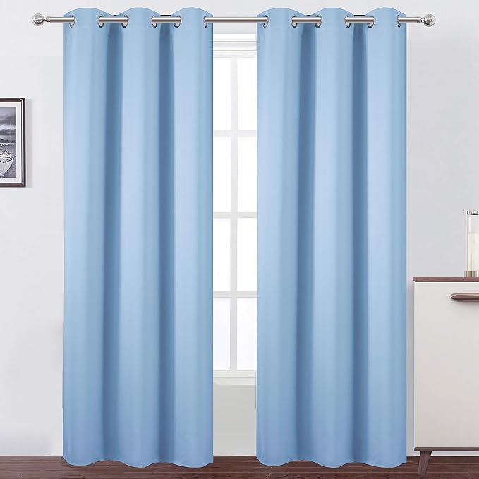 Sky Blue Thermal Blackout Curtains/38 x 84 Inch/Set of 2 Panels Room Darkening by Lemomo