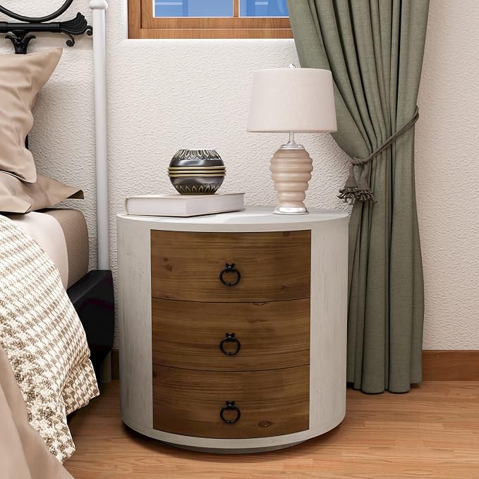 SUNBURY End Table Living Room Small Side Table w 3 Drawers, Farmhouse - Image 6