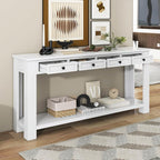 LKTART White Console Table, Solid Wood Sofa Table - Image 2