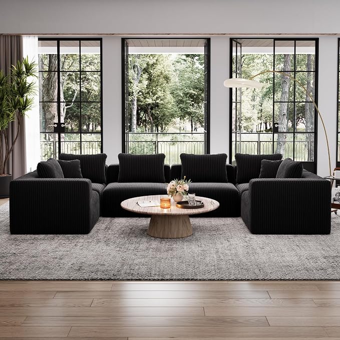 Avenco 141” 6-Seat Modular Sectional Sofa Couch, Individually Wrapped Coil by Avenco