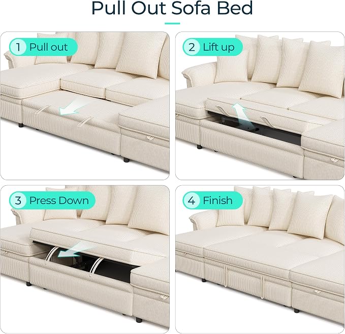 LINSY HOME Oversized Sectional Sleeper Sofa - Image 7