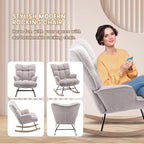 SAETSFEG Rocking Chair Nursery Teddy Upholstered Glider Rocker Rocking Accent - Image 5