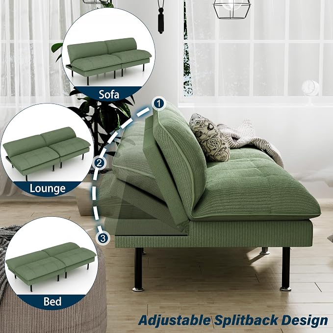 Ribilake 70" Futon Sofa Bed, 4 in 1 Multi-Function Couch Sleeper - Image 6