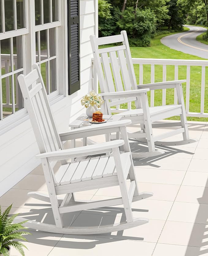 KINGYES Oversized Outdoor Rocking Chair Set of 4, All-Weather Patio Rocking - Image 2