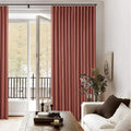 Terracotta Pinch Pleat 100% Blackout Linen Bedroom Curtains 96 Inch Length | by Twodrapes