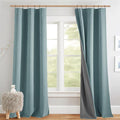 NICETOWN Skylark Blue Full Blackout Back Tab Linen Curtains by NICETOWN