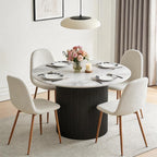 Dining Table Set for 4, Mid Century Modern 47 Inch White Marble-Look Wooden by somedream