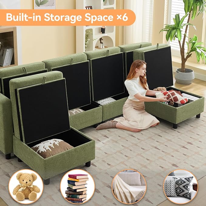 WUTUTUEE 107”Modular Sectional Sofa Convertible U Shaped Sofa Couch Set - Image 3