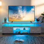 Cubehom Grey TV Stands for Living Room, Glass TV Stand, LED TV Stand for 75+ - Image 3