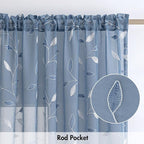 MIULEE Dusty Blue Sheer Curtains 2 Panels Leaf Patterned, W52 x L84 | - Image 6