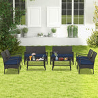 Tangkula 8 Pieces Outdoor Conversation Set, Patio PE Wicker Sofa - Image 2