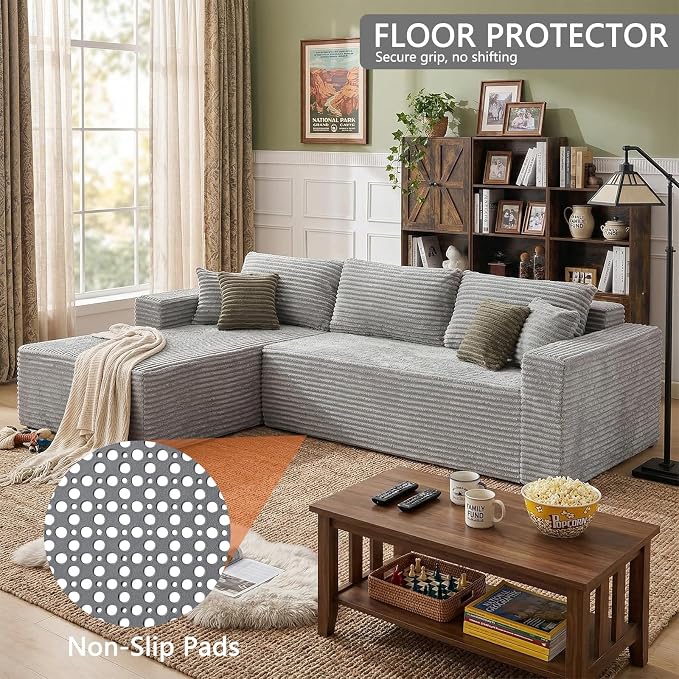 108" Boneless Couch Modular Sectional Sofa, L-Shaped Couch - Image 5