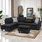 97.5" L Shaped Couch Set Linen, Modular Sectional Couches - Image 7