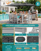 SERWALL Patio Dining Set with 15FT Double Side Umbrella, Outdoor Dining Sets - Image 2