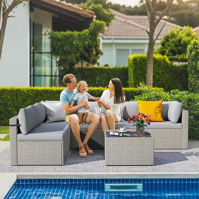 7-Piece Outdoor Sectional Sofa Set, Weather-Resistant Patio Furniture Set - Image 2