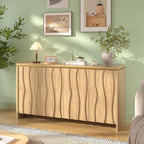 Fluted Cabinet with 3D Ripple Doors, 57.9" W Storage Cabinet with Adjustable - Image 8