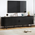 70.8" TV Stand with Power Outlet, Mid-Century Modern Television Stand, Fluted by ComfyCorner