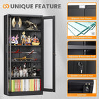 Locking Display Cabinet with Glass Door, 71”H Metal Curio Cabinets with - Image 7