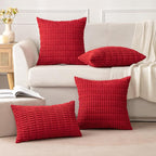 MIULEE Corduroy Decorative Throw Pillow Covers 18x18 Red Pack of 2 | Soft Boho - Image 9